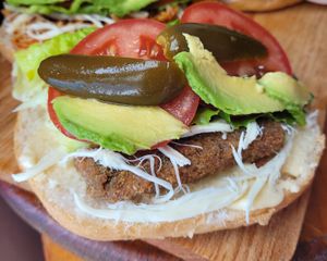 Torta de milanesa de Tempeh ! at Oryza Om Tempeh in Brisas De Zicatela