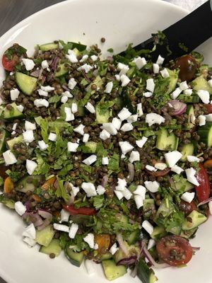 French lentil, cucumber and tomato salad.  at The Plant Based Pantry Limited in Ashburton