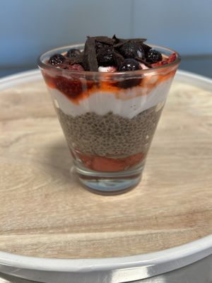 Strawberry Chia pudding with vanilla yoghurt  at The Plant Based Pantry Limited in Ashburton