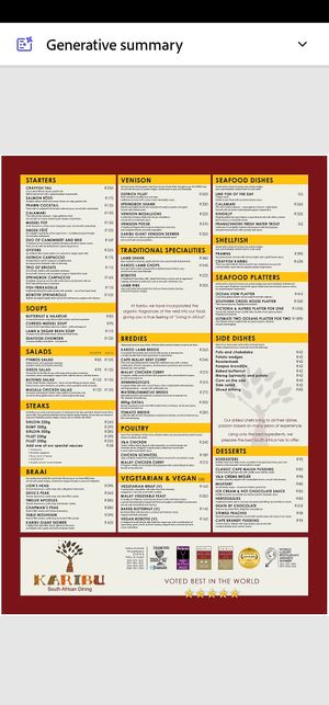  at Karibu Restaurant  in Cape Town