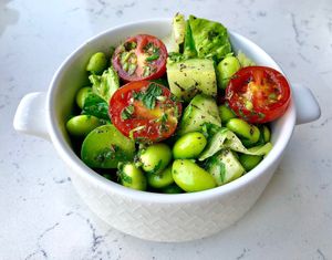 Broad bean salad at JW Kitchen in Dubai