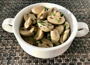 Sautéed mushrooms at Flavours Restaurant in Dubai