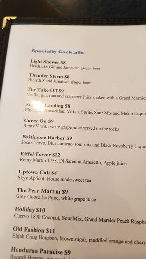 Cocktail menu at Flight in Baltimore