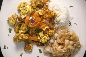 Vegan Ginger Curry Chicken at Flight in Baltimore