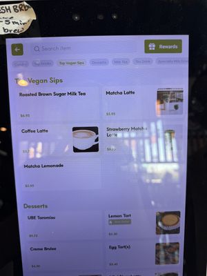 Vegan Menu  at latea in Culver City