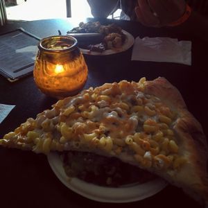 Mac and Cheese Pizza at Dimo's Pizza - Logan Square in Chicago