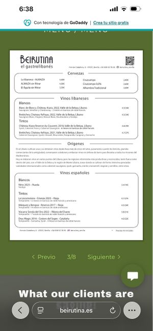 Menu  at Beirutina in Sevilla