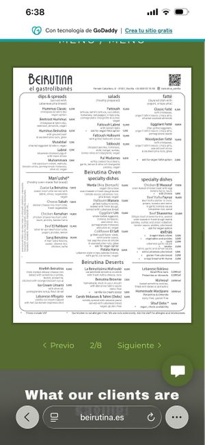 Menu  at Beirutina in Sevilla