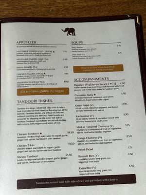 Starters menu  at Red Fort Cuisine of India in La Verkin