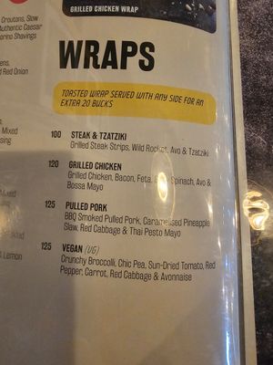 Vegan wrap. at Bossa Canal Walk in Cape Town