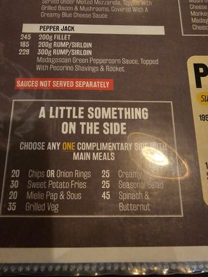 Sides. at Bossa Canal Walk in Cape Town