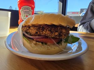 Vegan nutburger at Afternoon Deli in Grass Valley