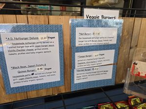 Veggie burgers menu at Afternoon Deli in Grass Valley