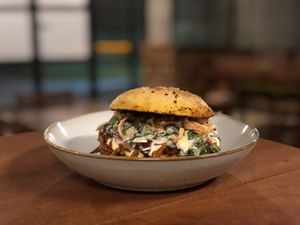 Pulled mushroom burger   at Cooper's Farm2Plate in Ao Nang