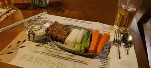 Cream cheese platter, raw crackers, veggies. at Cooper's Farm2Plate in Ao Nang