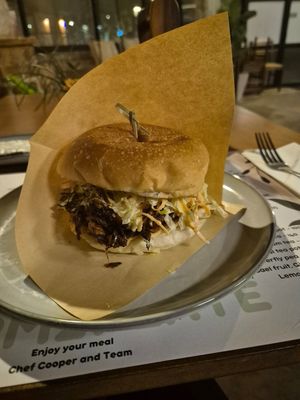 Pulled mushroom burger at Cooper's Farm2Plate in Ao Nang