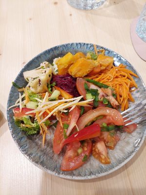 Mixed salad plate from buffet at Vegan Brunch in Riga