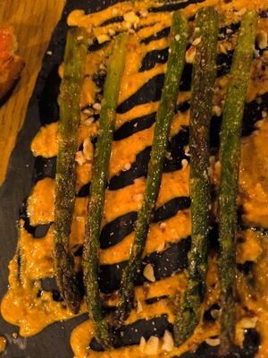 Asparagus with romesco sauce at El Celler in Blackrock