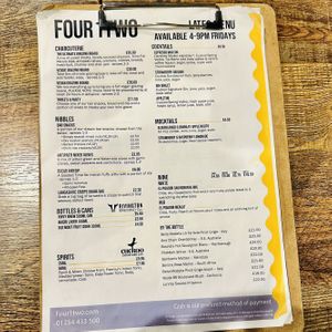 Evening Menu  at Four1Two in Chorley