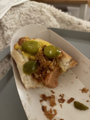 Vegan hot dog  at Tin Can Kitchen in Newport