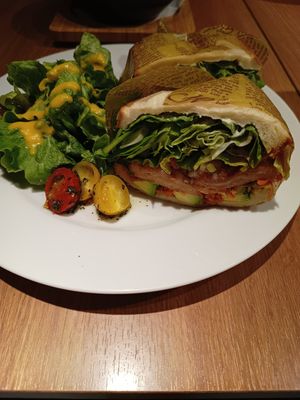 Vegan chicken sandwich at Ko-So Cafe in Tokyo
