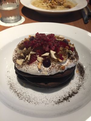 Choc buckwheat pancakes  at Ko-So Cafe in Tokyo