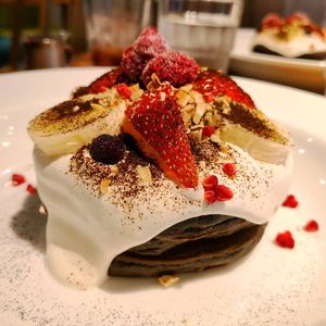 Buckwheat pancakes   at Ko-So Cafe in Tokyo