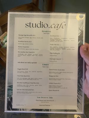 Menu (1)  at Studio Cafe @ Yoga Under the Palms in Honolulu