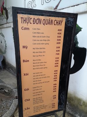 Menu sign at PHÚC AN 1986 in Ho Chi Minh City