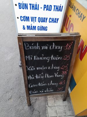 Menu board outside at PHÚC AN 1986 in Ho Chi Minh City