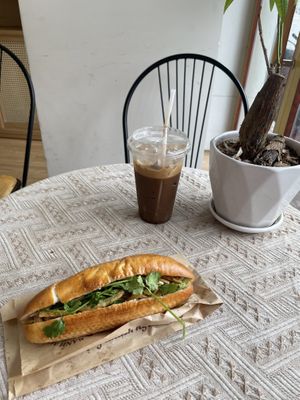 Bánh mì and coffeee  at Hoa Y Bánh mì chay in Ho Chi Minh City