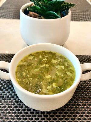 Vegetable broth at Monarch Coffee Shop in Dubai
