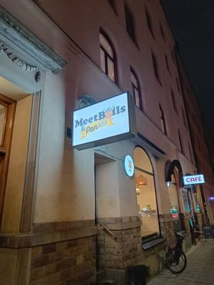 Front of store at Meatballs & Pancakes in Stockholm