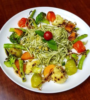 Pupunha spaguetti (vegan) at Raízes Zen Perdizes in Sao Paulo