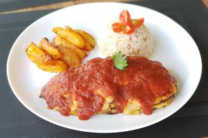 Eggplants à Parmeggiana at Raízes Zen Perdizes in Sao Paulo