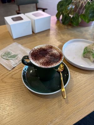 Cappuccino with oat milk  at Vonuts in Wellington