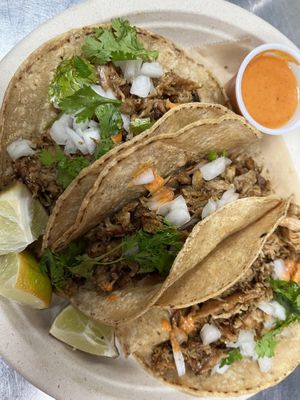 Tacos de pollo  at Shane's Tamales in Garden Grove