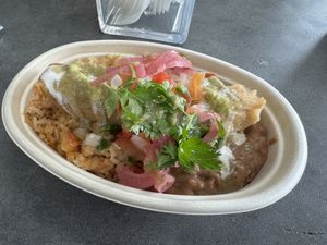 BRT (beans rice & tamal) bowl  at Shane's Tamales in Garden Grove