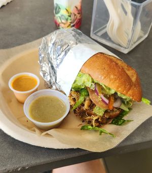 Torta with shredded 'meat' at Shane's Tamales in Garden Grove