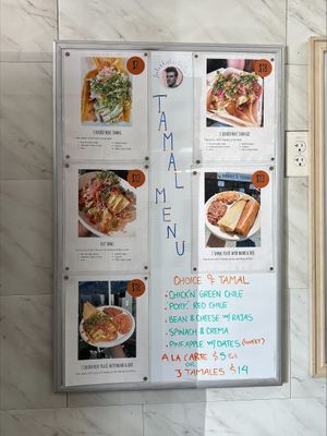 Tamal menu at Shane's Tamales in Garden Grove