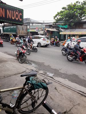 Looking out onto the busy road at Thiên Phúc in Ho Chi Minh City