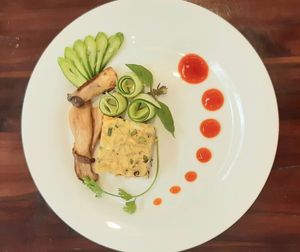 Grilled mushroom and mixed tofu cake at Thuận Duyên Buffet Chay in Hanoi
