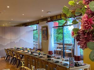 Matsuri Nguyen Hue - Japanese Restaurant with riverview District 1 HCMC - Vegetarian menu available 

https://matsurirestaurant.com.vn/ at Matsuri Japanese Restaurant - Nguyen Hue in Ho Chi Minh City