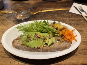 Avocado toast. Normal included sausage and egg, so those were left off   at UNTAPPED Breakfast & Pub in Sapporo