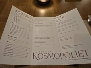 Menu (feb 2025) at Kosmopoliet in Bruges