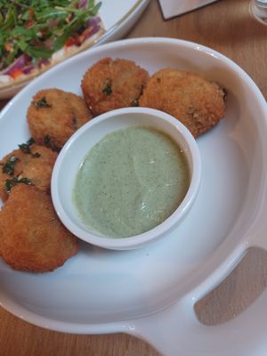 Seaweed croquettes at Kosmopoliet in Bruges