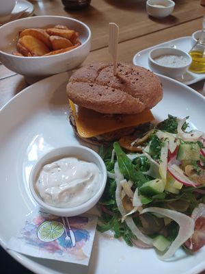 Mushroom burger at Kosmopoliet in Bruges