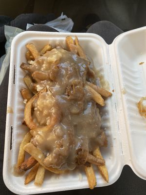 Vegan poutine that’s to die for, add the caramelized onions, it’s well worth the dollar at Brooklyn Street Local in Detroit