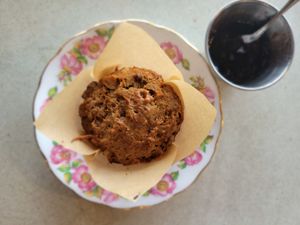 Daybreak Muffin.  Our hearty breakfast muffin has apples, carrots, banana, toasted almonds and walnuts. Vegan. at Brooklyn Street Local in Detroit