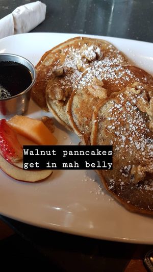 Vegan banana and walnut panncakes! Delish! at Brooklyn Street Local in Detroit